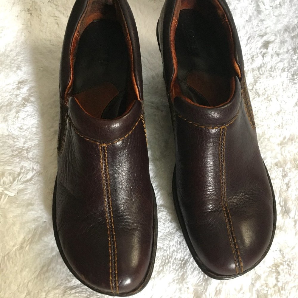 Born dark brown leather mules